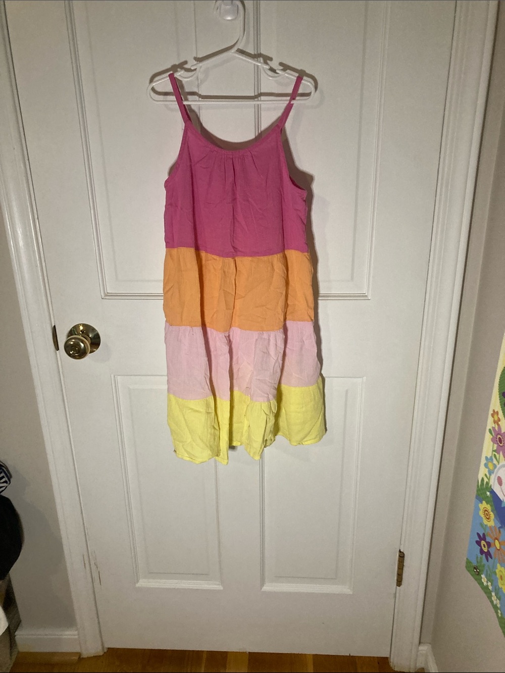 OshKosh B'gosh Pink, Orange, Light Pink & Yellow Colorblock Spaghetti Dress